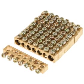 10pcs 7â€‘Hole Electrical Distribution Wire Screw Terminal Brass Ground Neutral Bar