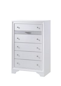 Matrix Traditional Style 5 Drawer Chest made with Wood in White color