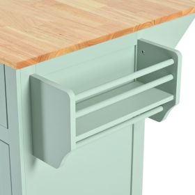 Kitchen Cart with Rubber wood Drop-Leaf Countertop ,Cabinet door internal storage racks