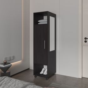 Summit Wardrobe in melamine with mirror,door and open storage