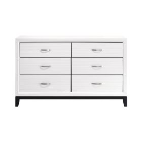 Modern Contemporary White Finish Storage Dresser of 6x Drawers 1pc Wooden Bedroom Furniture