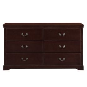 Classic Traditional 1pc Dresser of 6 Drawers Cherry Finish Bedroom Wooden Storage Furniture