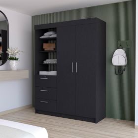 Black 3-Drawer Armoire