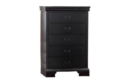 Elegant Bedroom 1pc Chest Of Drawers Black Color Drawers Tall Chest Plywood Furniture