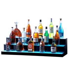 VEVOR LED Lighted Liquor Bottle Display, 3 Tiers 40 Inches, Illuminated Home Bar Shelf with RF Remote & App Control 7 Static Colors 1-4 H Timing