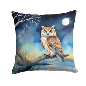 Owl Perched in Coastal Tree Throw Pillow Machine Washable, Indoor Outdoor Decorative Pillow for Couch, Bed or Patio, 18Hx18W