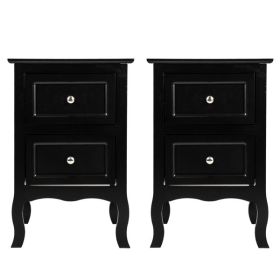 2pcs Country Style Two-Tier Night Tables Large Size Black (Same model: 46330063)