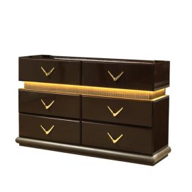 Modern Style 6- Drawer Dresser Made with Wood in Brown