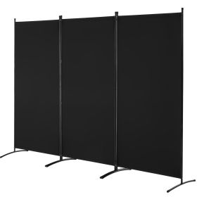 Room Divider 3 Panel Fabric Room Privacy Screen for Office Bedroom Black