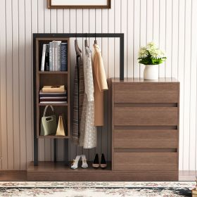 Wardrobe with 4 Drawers and 3 Shelves,Espresso