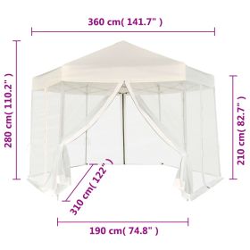 vidaXL Hexagonal Pop-Up Marquee with 6 Sidewalls Cream White 3.6x3.1 m (Option: as picture)