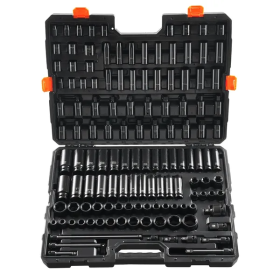 VEVOR Impact Sockets Set 130PCS 6-Point  Drive Bit Ratchet Tool Kit (Color: Black)