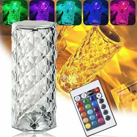 LED Crystal Table Lamp Diamond Rose Night Light Touch Atmosphere &Remote Control (Option: Transparent)