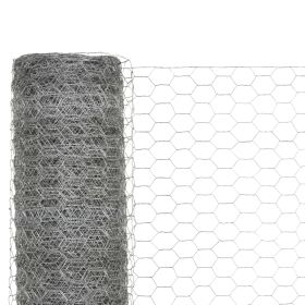 vidaXL Chicken Wire Fence Galvanized Steel 82'x3.9' Silver (Option: as picture)