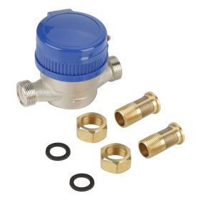 15mm 1/2 Inch Cold Water Meter with Fittings for Garden &amp; Home Usage (Option: as picture)