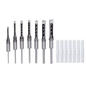 7 Pcs Woodworking Square Drill Bits 1/4in 5/16in 3/8in 2/5in 1/2in 9/16in 5/8in HSS Mortising Chisel Drill Bit Set (Option: as picture)