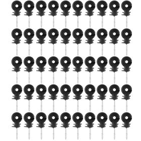 50 Pcs/Set Black Screw In Ring Insulators Electric Fence Accessories For Wood Post (Option: as picture)