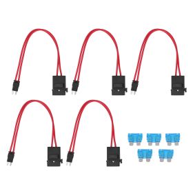 5Pcs Car Fuse Holder Connector Mini Heavy Duty Wire Extension for Vehicle ATM 20A 16AWG with 5 Fuses ACK S 10.9mm (Option: ACK 10.9MM)