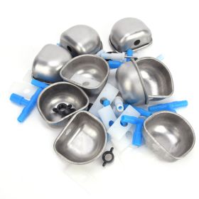 10 Sets Stainless Steel Rabbit Drinker Drinking Water Bowl Feeding Accessories for Marten Fox(One Piece Tee Connector ) (Option: Conjoined body)