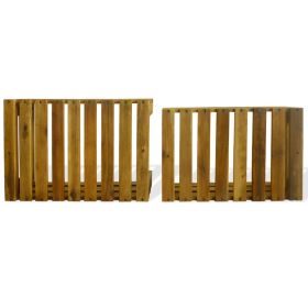 vidaXL Apple Crate Set 2 Pieces Solid Acacia Wood (Option: as picture)