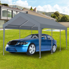 10x20ft Carport Replacement Canopy Cover, Waterproof & UV Protected Tarp With 72 Elastic Buckles Suit For Garage Shelter, Frame Is Not Included,g (Color: Grey)