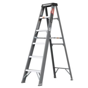 Fibreglass Step Ladder 6-Step 250lbs Gray (Color: Grey)