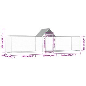 vidaXL Chicken Coop 16.4'x3.3'x4.9' Galvanized Steel (Option: as picture)