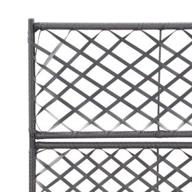 vidaXL Trellis Raised Bed with 2 Pots 58x30x107 cm Poly Rattan Black (Option: as picture)