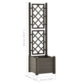 vidaXL Garden Planter with Trellis 43x43x142 cm PP Anthracite (Option: as picture)