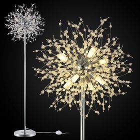 Bedroom Crystal Floor Lamp,,69 Inch High Pole Lamp,Modern Room Decorative Floor Lamp,Includes 32 Fireworks Crystal Suspenders, Chrome Finish Unav (Option: Argent)