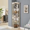 Corner Glass Cabinet Lighted Curio Cabinet Corner Display Case for Living Room, Curio Cabinet, Antique collection, Wine