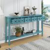 Rustic Entryway Console Table,60" Long Sofa Table with two Different Size Drawers and Bottom Shelf for Storage