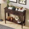 Rustic Console Table with Open Shelf,Rubber Wood Legs,Ideal for Entryways,Living Rooms,and Hallways