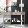 Rustic Entryway Console Table,60" Long Sofa Table with two Different Size Drawers and Bottom Shelf for Storage