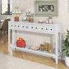 Rustic Entryway Console Table,60" Long Sofa Table with two Different Size Drawers and Bottom Shelf for Storage