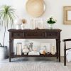 Classic Retro Style Console Table with Three Top Drawers and Open Style Bottom Shelf,Easy Assembly