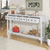 Rustic Entryway Console Table,60" Long Sofa Table with two Different Size Drawers and Bottom Shelf for Storage