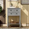 Narrow Console Table,Slim Sofa Table with Three Storage Drawers and Bottom Shelf