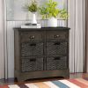 Rustic Storage Cabinet with Two Drawers and Four Classic Rattan Basket for Dining Room/Entryway/Living Room