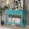 Rustic Console Table with Open Shelf,Rubber Wood Legs,Ideal for Entryways,Living Rooms,and Hallways