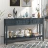 Rustic Entryway Console Table,60" Long Sofa Table with two Different Size Drawers and Bottom Shelf for Storage