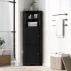 Tall Bathroom Corner Cabinet, Freestanding Storage Cabinet with Doors and Adjustable Shelves, MDF Board