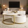 Modern Round Nesting Coffee Table Fluted with Drawer in 31.5''