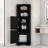 Tall Bathroom Corner Cabinet, Freestanding Storage Cabinet with Doors and Adjustable Shelves, MDF Board