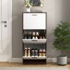 Shoe Storage Cabinet with 3 White Panel Flip Drawers, Freestanding Organizer for Entryway, Narrow Shoe Rack Cabinet