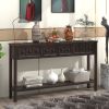 Rustic Entryway Console Table,60" Long Sofa Table with two Different Size Drawers and Bottom Shelf for Storage