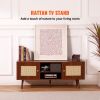 VEVOR Rattan TV Stand, Boho TV Cabinet for 55 inch TV, Mid Century Modern TV Stand, Rattan TV Console with Adjustable Shelfs for Living Room