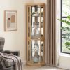 Corner Glass Cabinet Lighted Curio Cabinet Corner Display Case for Living Room, Curio Cabinet, Antique collection, Wine