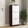 Shoe Storage Cabinet with 3 White Panel Flip Drawers, Freestanding Organizer for Entryway, Narrow Shoe Rack Cabinet