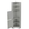 Tall Bathroom Corner Cabinet, Freestanding Storage Cabinet with Doors and Adjustable Shelves, MDF Board